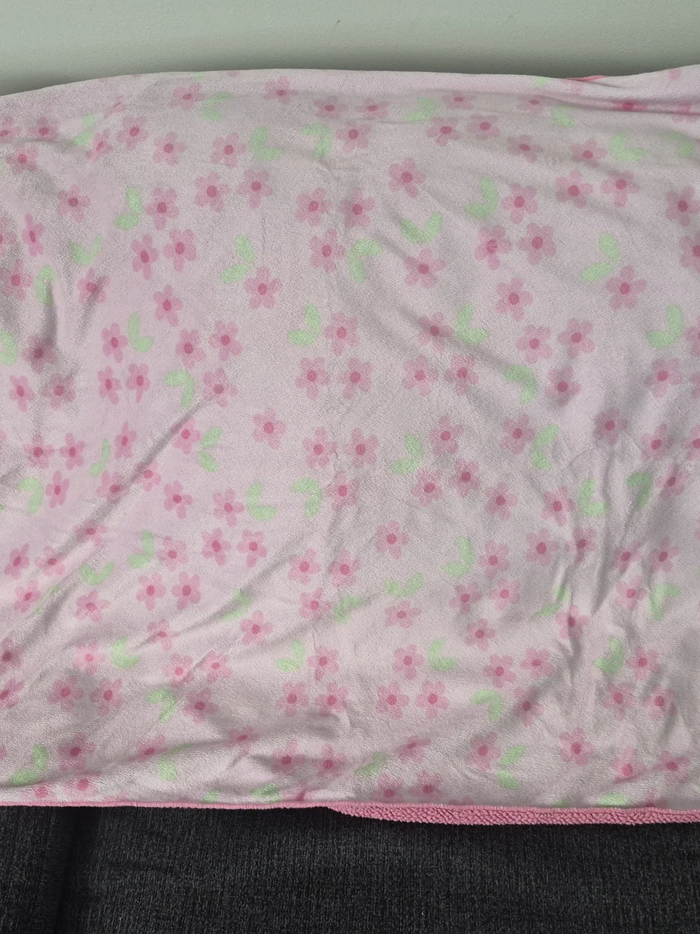 Carter's Pink Floral Fleece Throw with Mint Leaf Accents